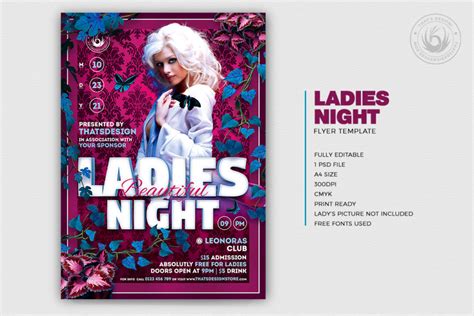 Beautiful Ladies Night Flyer Template Crella