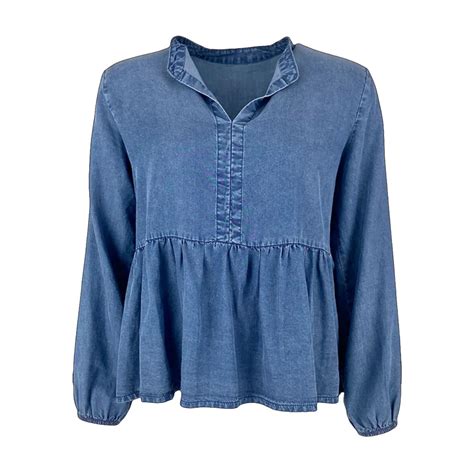 Black Colour Frigg Bluse Denim Blue 40029 Jydepottendk Fri Fragt