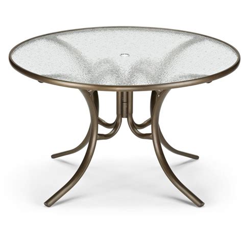 Aluminum 42 Inch Round Patio Dining Table With Glass Top By Telescope