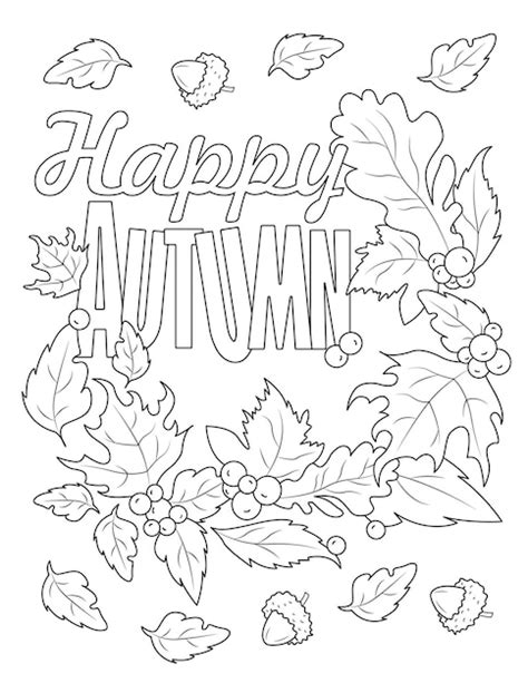Premium Vector Happy Autumn Coloring Page