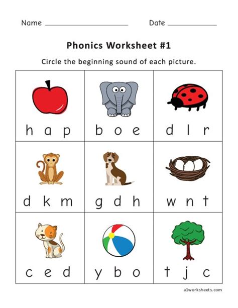 Phonics Worksheets For Grade 1