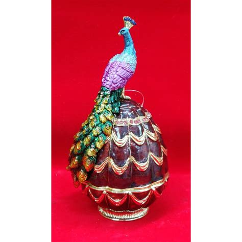 Peacock Jewelry Box Trinket Box With Mini Peacock Pendant Etsy