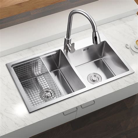 30 Inch Double Bowl Stainless Steel Kitchen Sink With Drainer Hm7843