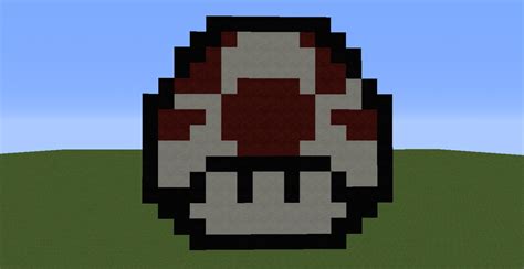 Pixel Art Red Mario Mushroom Minecraft Project
