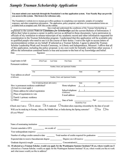 Scholarship Application Template Word