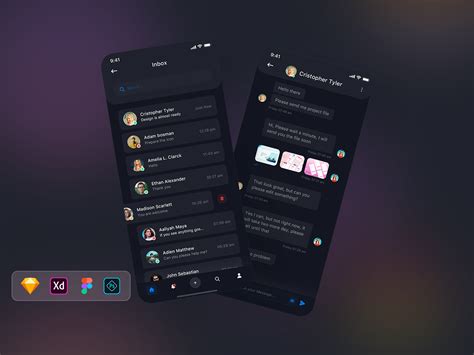 Butrfly Social Ui Kit Inbox And Chat Dark Uplabs
