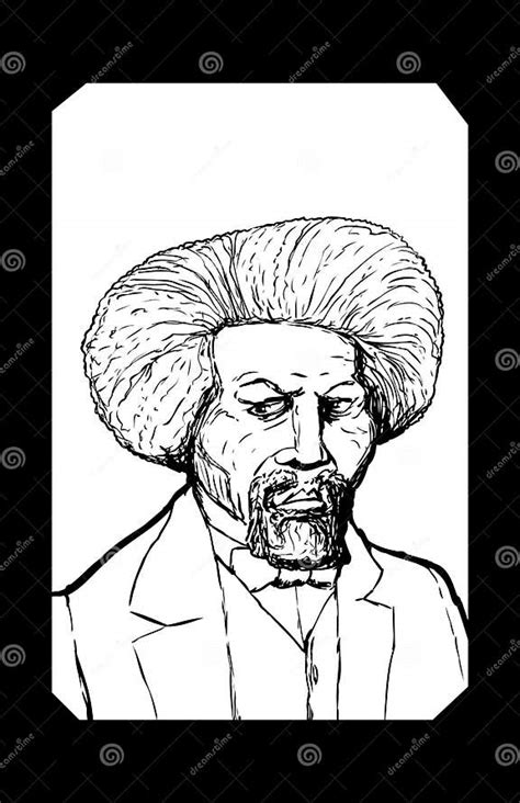 Outlined Portrait Of Frederick Douglass With Frame Stock Illustration Illustration Of Drawn