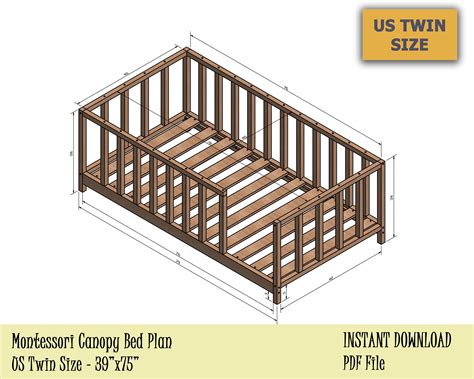 Low beds and floor beds are popular amongst montessori parents, often being chosen over cribs. Montessori Canopy Bed Plan, Twin Bed, Toddler Bed Frame, DIY Toddler Floor Bed for Kids Bedroom ...