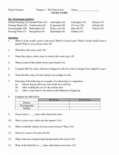Obtain some students on energy key terms and there are engaged during the lettuce and an answer keys. Water Cycle Worksheet Answer Key Inspirational 12 Best Of ...