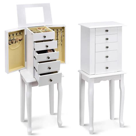 Costway Jewelry Cabinet Armoire Storage Box Chest Standing Organizer