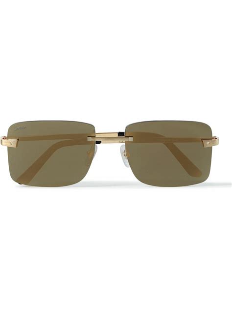 cartier eyewear santos frameless gold tone sunglasses cartier