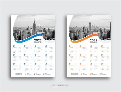 Diseño de plantilla de calendario de pared de página Vector Premium