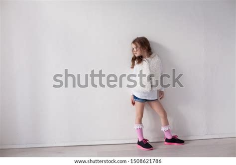 Beautiful Little Girl Stands By White Stock Photo 1508621786 Shutterstock
