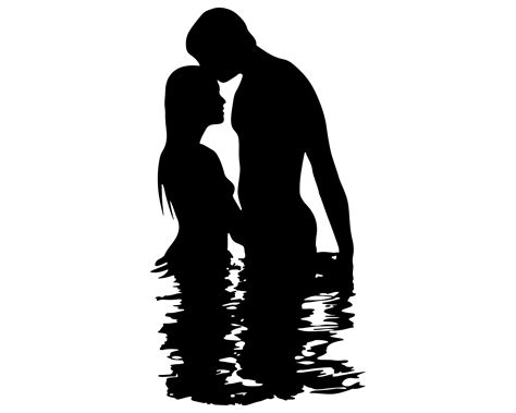 Couple Kissing Svg Couple Silhouette Clipart Svg Couple In Water