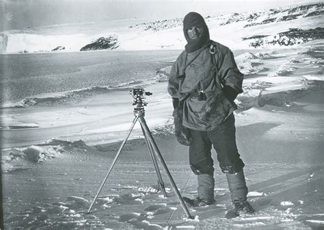 Lt Edward Evans Surveying With A Theodolite In British Antarctic
