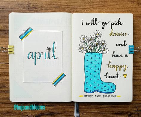 Bullet Journal Monthly Cover Page April Cover Page Hand Lettering
