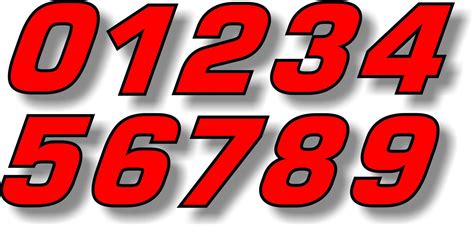 Vinyl Stickerdecal Race Numbers Square Font In Red Various Etsy