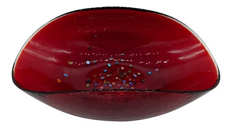 Late 20th Century Large Ruby Red Murano Glass Bowl With Millefiori Flowers By Yalos Casa On