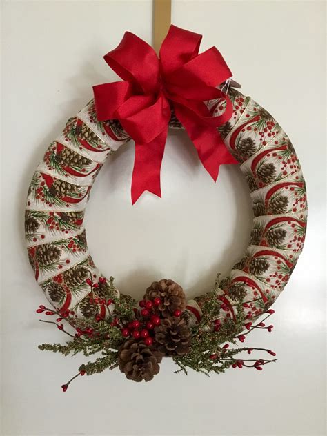 I Covered A Straw Wreath With Ribbon And Added A Bow And Some Pine