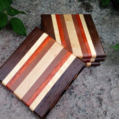 Handmade Exotic Wood Coaster Set Free Shipping