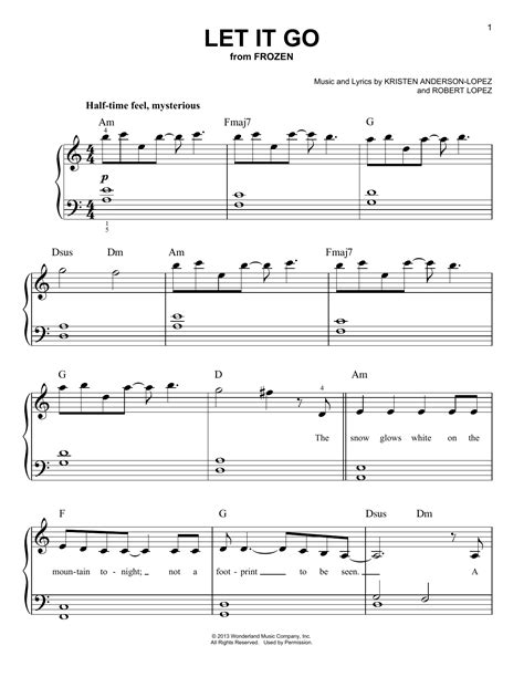 Looking for a good activity for kids? Let It Go (from Frozen) sheet music by Idina Menzel (Easy ...
