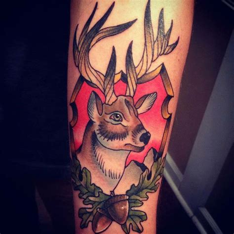 Deer Tattoo By Ben Delano Of New Age Tattoo In Marquette Mi コラージュイラスト