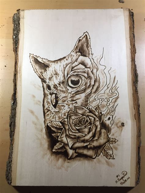 Wood burning for beginners shows how to get started with a wood burning tool to create crafts and diy projects. Rose Owl Wood Burn. Done by hand. | Wood burning, Animal tattoo, Pyrography