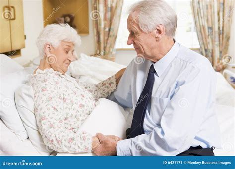 Senior Man Visiting His Wife In Hospital Stock Image Image 6427171