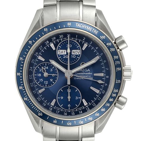 Omega Speedmaster Day Date Blue Dial Chronograph Watch 32228000