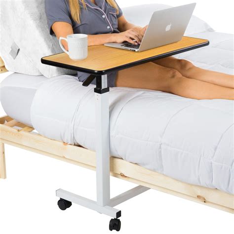 Buy Vive Overbed Table Hospital Bed Table Swivel Wheel Rolling Tray