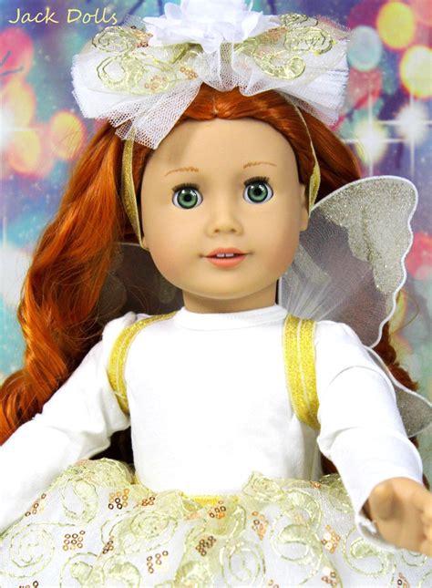 nwb custom american girl doll angel red hair green eyes tutu wing