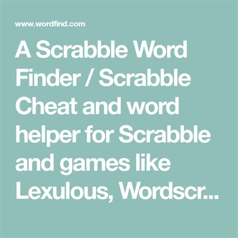 A Scrabble Word Finder Scrabble Cheat And Word Helper For Scrabble