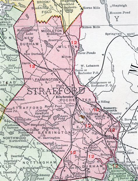 Old Wall Map Reprint With Homeowner Names Genealogy Strafford County