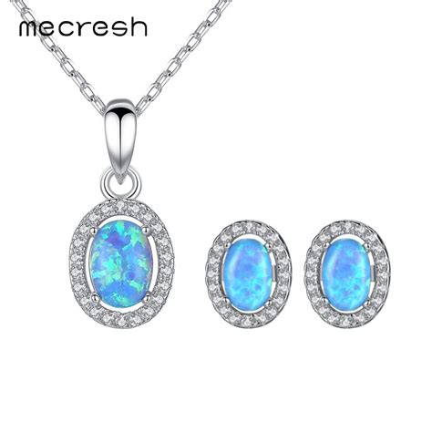 Mecresh 925 Sterling Silver Oval Bridal Wedding Jewelry Sets With Cz
