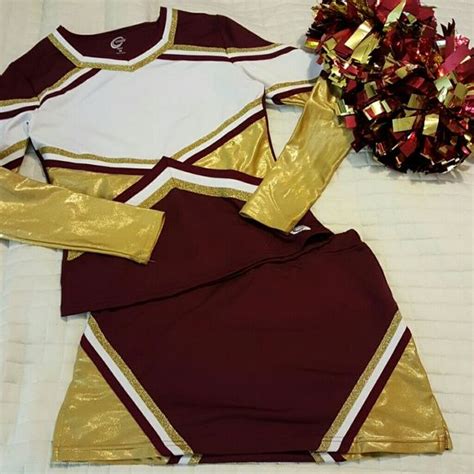 Maroon And Gold Cheer Uniform Sz M Cheer Uniform Maroon Cheerleading Uniforms