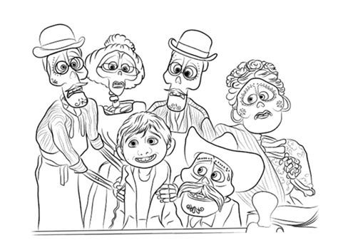 Cut and color decorations for everyday; Disney Movie Coco Coloring Pages Characters Miguel and ...