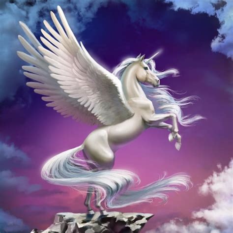 Winged Unicorn Png Picture White Unicorn With Wings Against A Purple