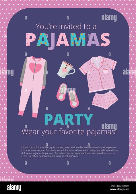 Pajama Party Poster Invitation For Night Party Kids And Parents