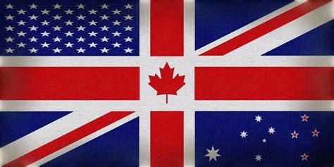 Canada Usa Great Britain Australia And New Zealand Combined Flag