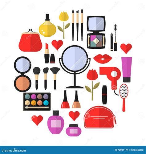 Beauty Cosmetic And Makeup Vector Flat Icons Stock Vector