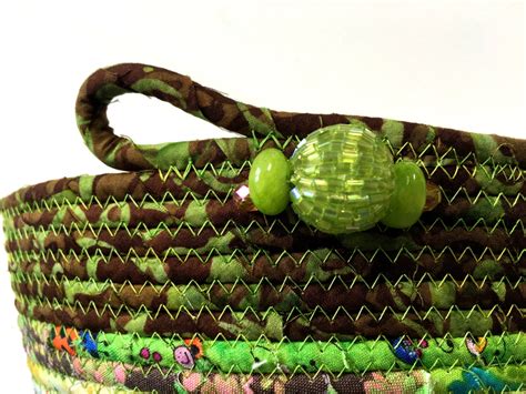 Coiled Rope Basket In Lime Green And Brown Clothesline Etsy