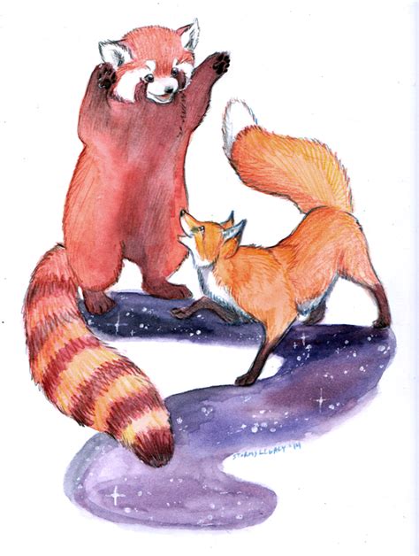 Red Panda And Fox Playing — Weasyl