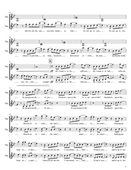 Rewrite The Stars From The Greatest Showman Violin Duet Music Sheet