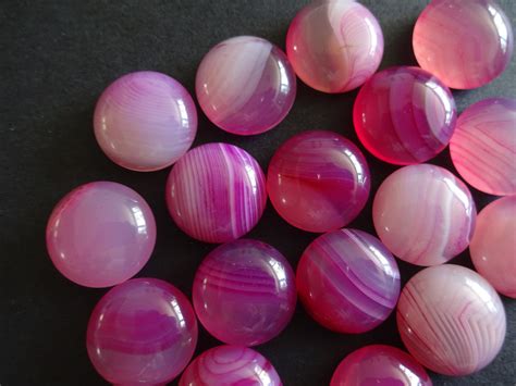 14x6mm Natural Striped Pink Agate Gemstone Cabochon Dyed Etsy