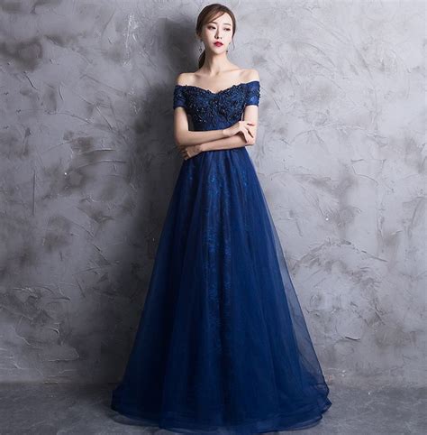 Dark Blue Tulle Lace Long Prom Dress Evening Dress · Dress Idea