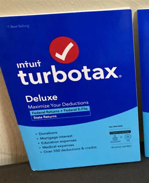 TURBOTAX DELUXE 2022 Federal RETURNS E FILE State Tax Software