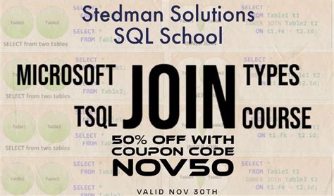 50 Off Tsql Join Types Class Steve Stedman