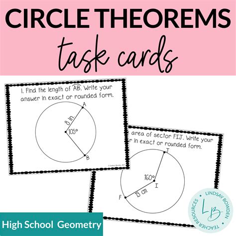 Circles Theorems Task Cards Lindsay Bowden