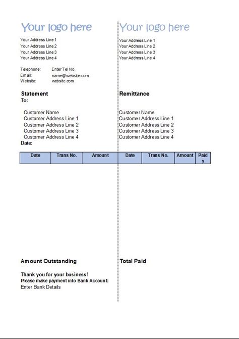 Statement Of Account Template With Download And Example