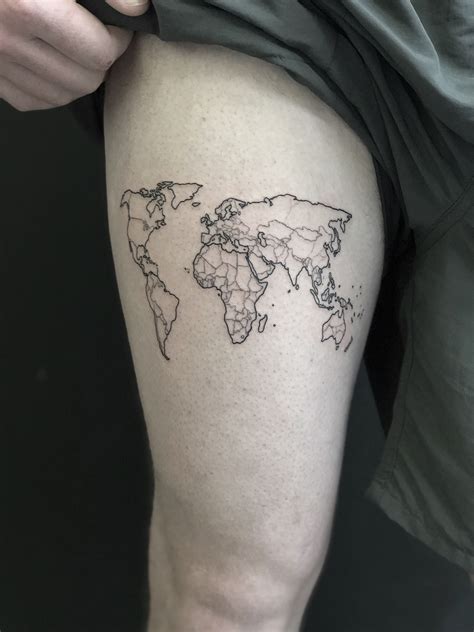 World Map Tattoo Map Worldmap Tattoo Blackwork World Map Tattoos Map Tattoos Leg Tattoos